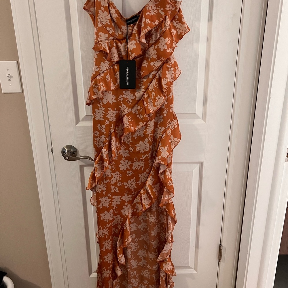 Coral high low dress